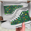 Prehistoric Plants And Dinosaur Print White High Top Shoes-grizzshop