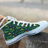 Prehistoric Plants And Dinosaur Print White High Top Shoes-grizzshop