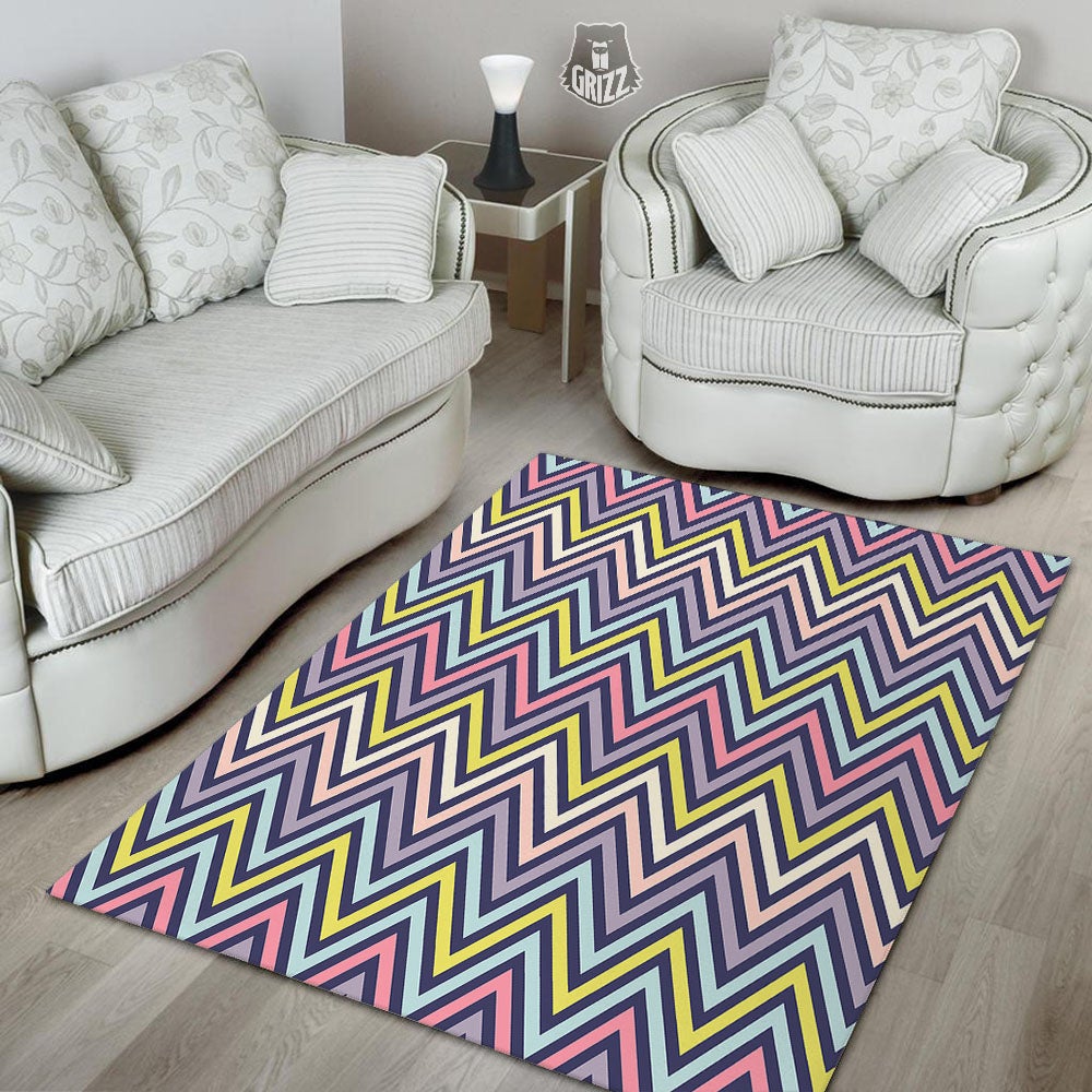 Pride Zigzag Rainbow Gay Print Pattern Floor Mat-grizzshop