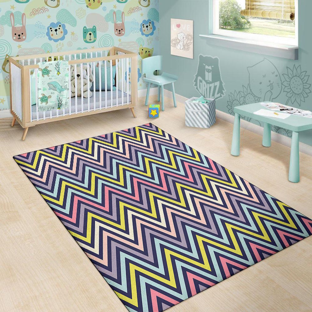 Pride Zigzag Rainbow Gay Print Pattern Floor Mat-grizzshop