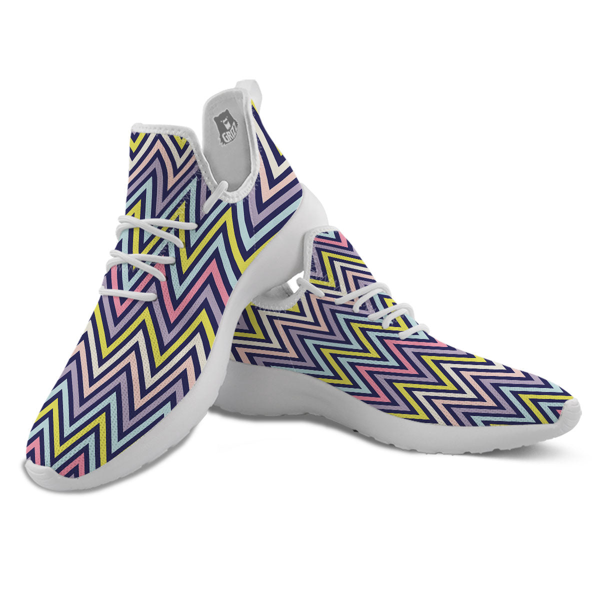 Pride Zigzag Rainbow Gay Print Pattern White Athletic Shoes-grizzshop