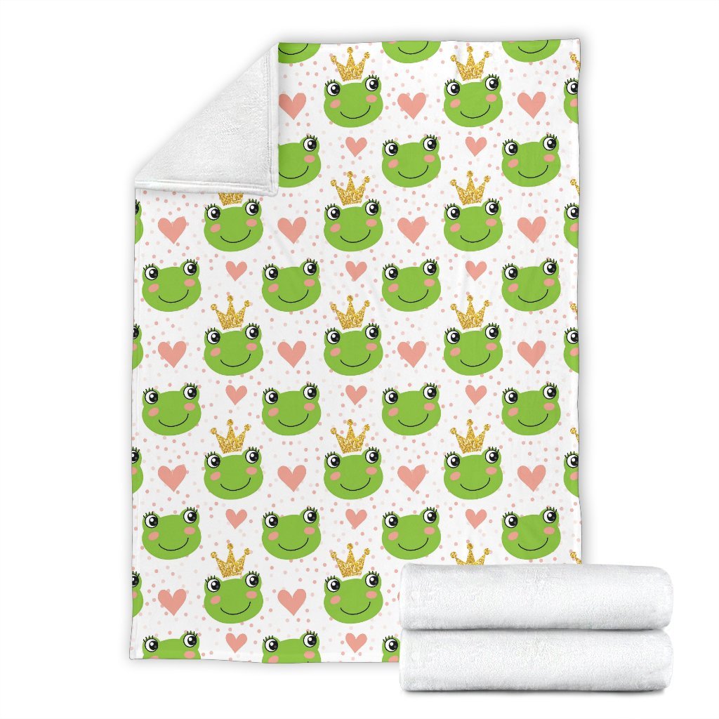 Prince Crown Frog Pattern Print Blanket-grizzshop