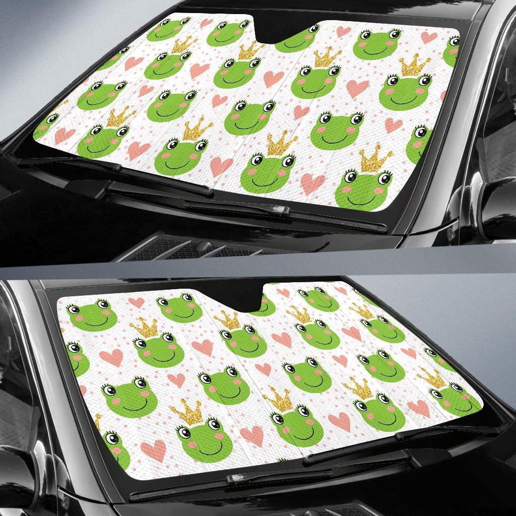 Prince Crown Frog Pattern Print Car Sun Shade-grizzshop