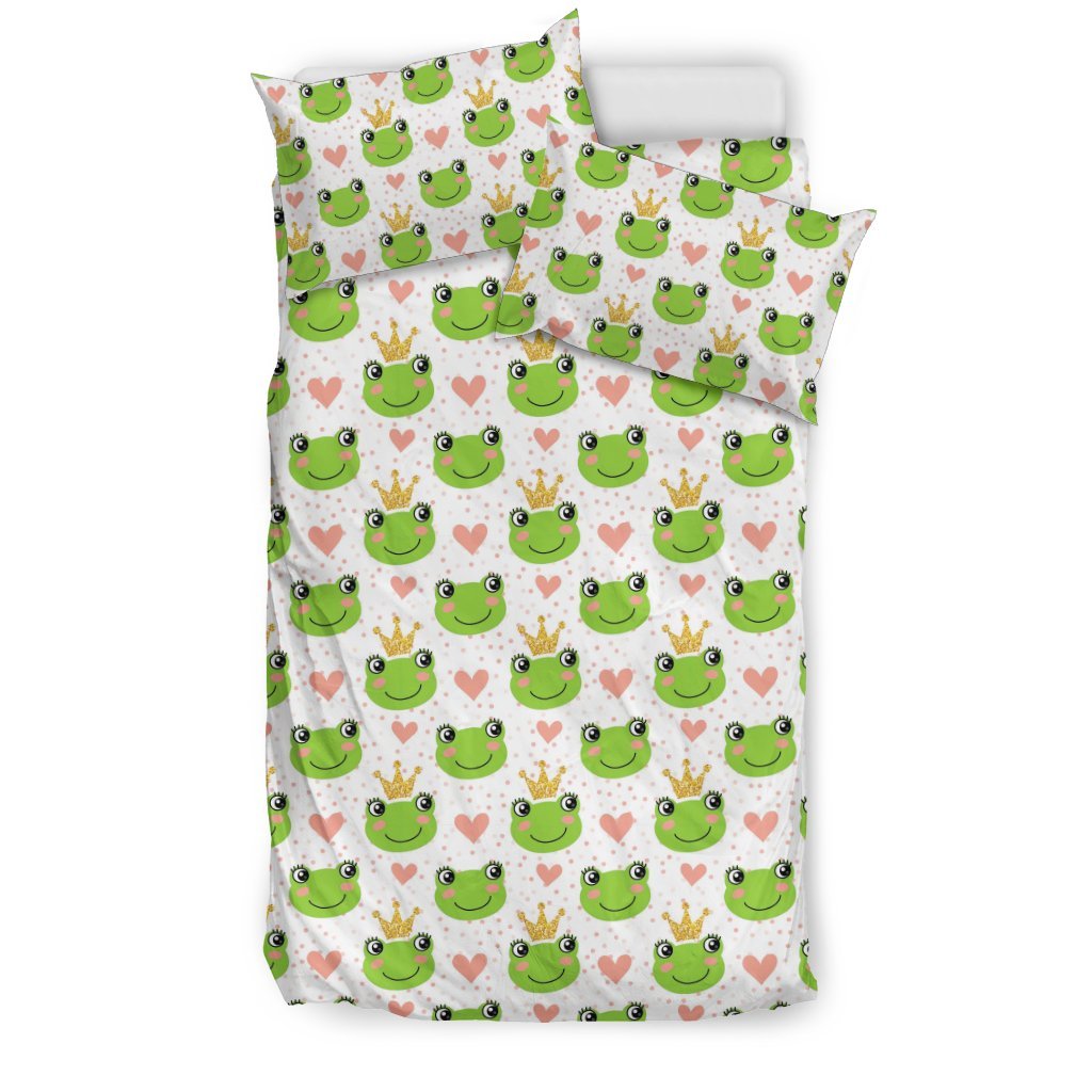 Prince Crown Frog Pattern Print Duvet Cover Bedding Set-grizzshop