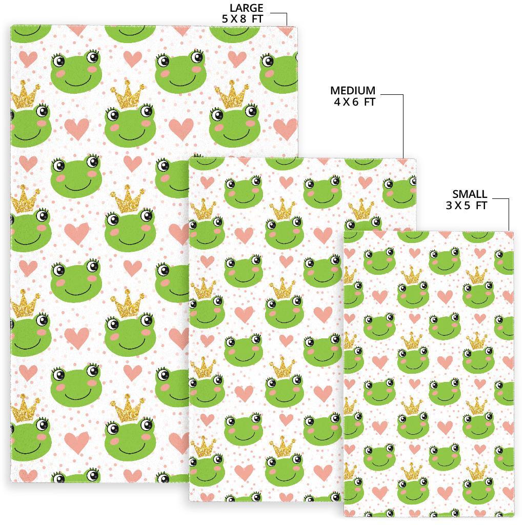 Prince Crown Frog Pattern Print Floor Mat-grizzshop