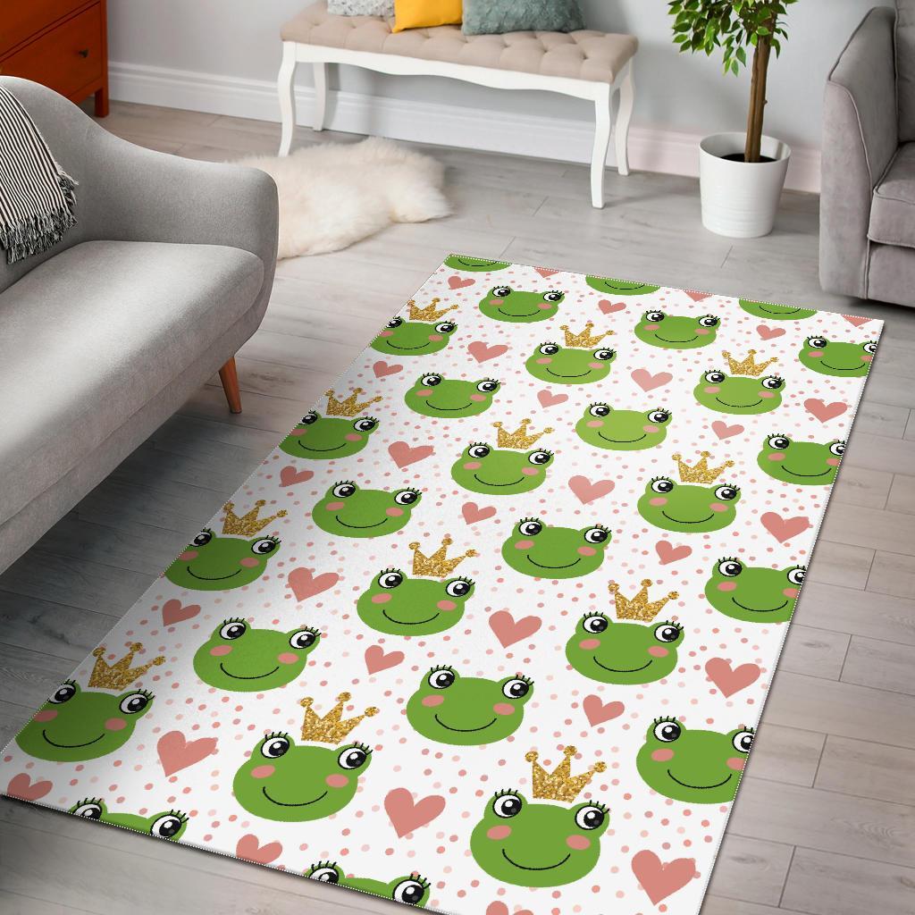 Prince Crown Frog Pattern Print Floor Mat-grizzshop