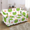 Prince Crown Frog Pattern Print Loveseat Cover-grizzshop