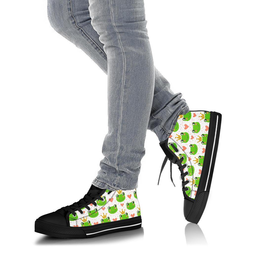 Prince Crown Frog Pattern Print Men Women's High Top Shoes-grizzshop