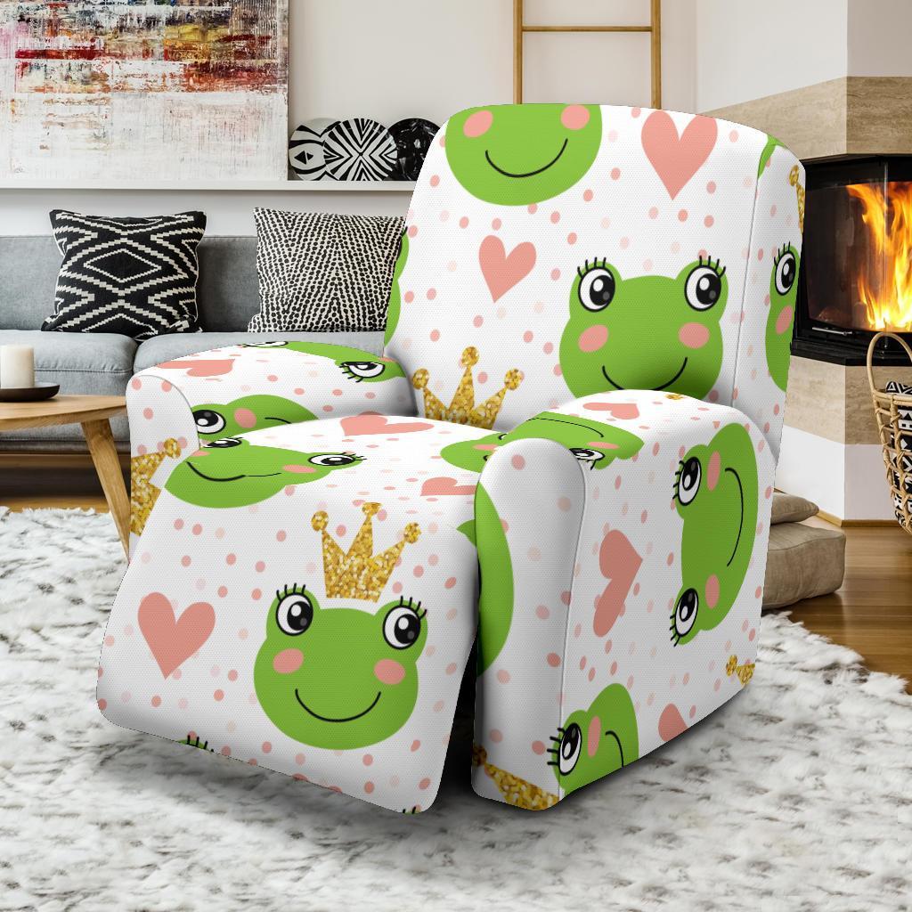 Prince Crown Frog Pattern Print Recliner Cover-grizzshop