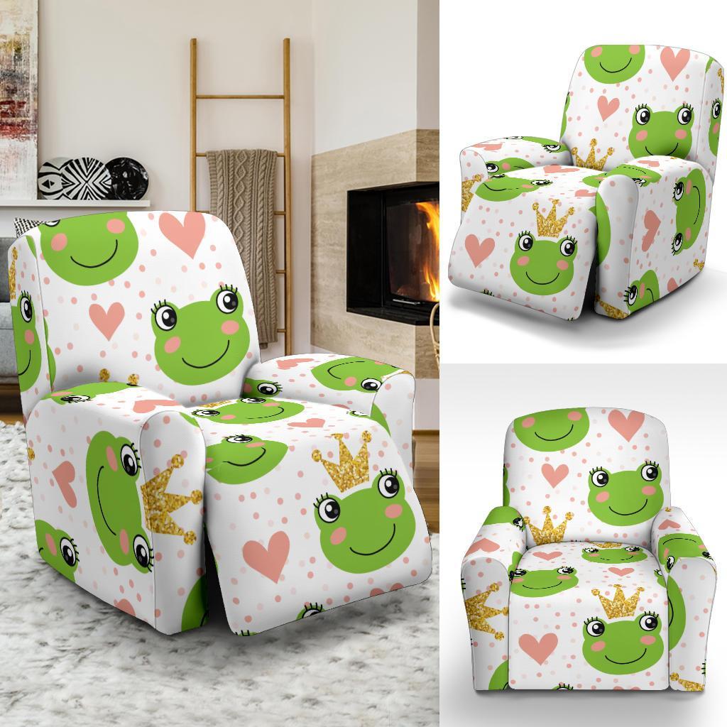 Prince Crown Frog Pattern Print Recliner Cover-grizzshop