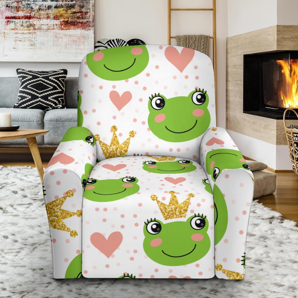 Prince Crown Frog Pattern Print Recliner Cover-grizzshop