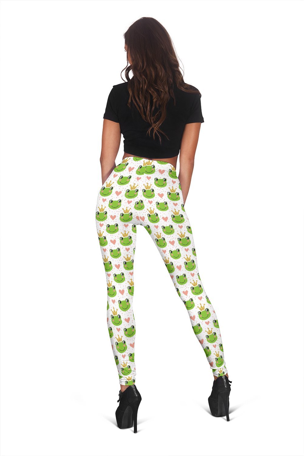 Prince Crown Frog Pattern Print Women Leggings-grizzshop