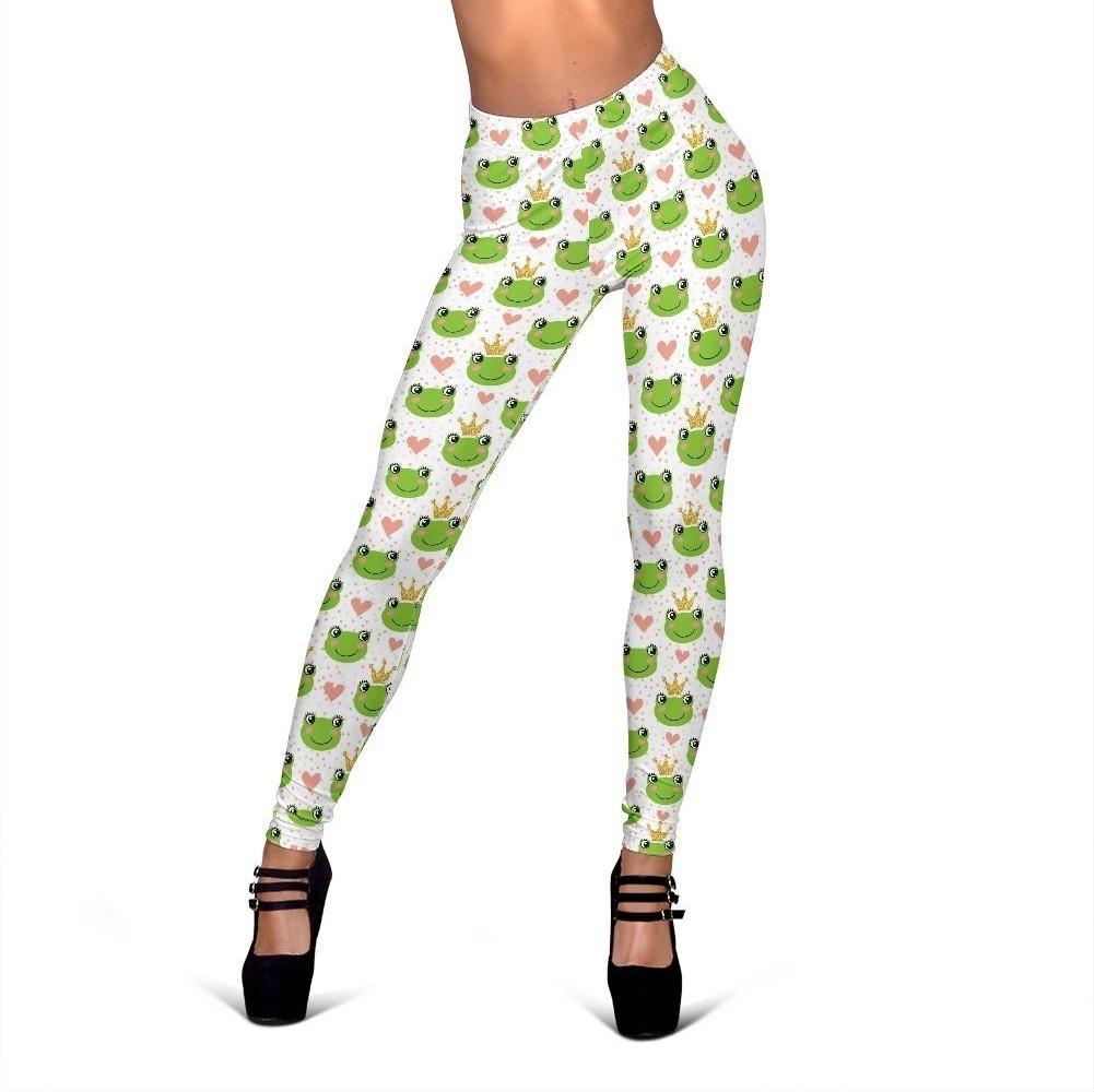 Prince Crown Frog Pattern Print Women Leggings-grizzshop