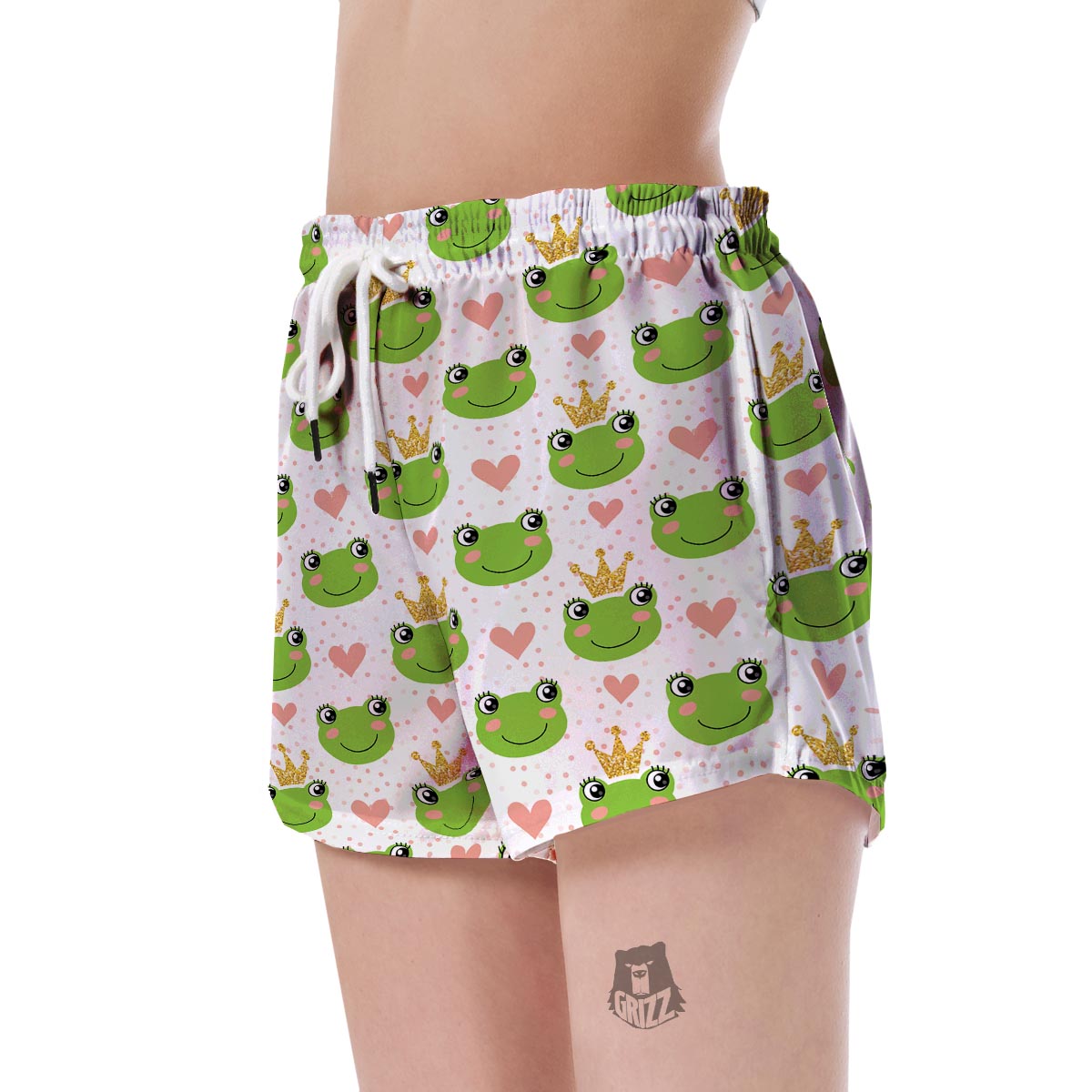 Prince Crown Frog Pattern Print Women's Shorts-grizzshop
