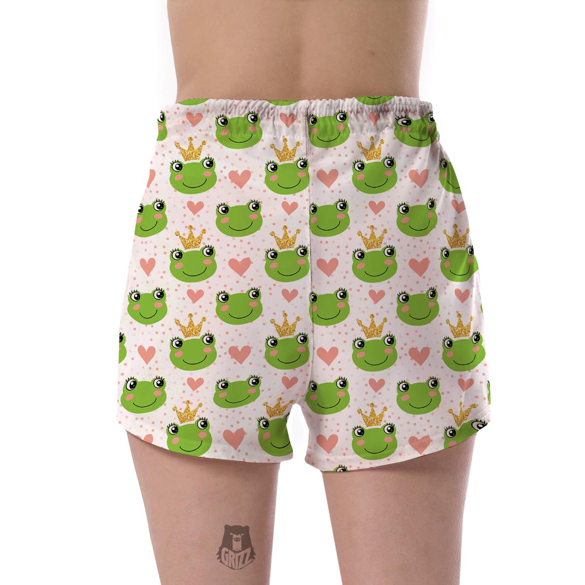 Prince Crown Frog Pattern Print Women's Shorts-grizzshop