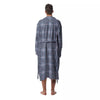 Prince of Wales Navy Blue Check Print Men's Robe-grizzshop