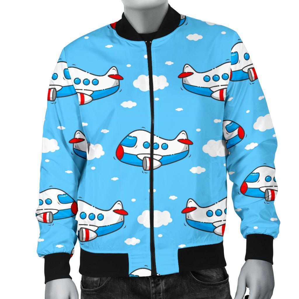 Print Airplane Pattern Men's Bomber Jacket-grizzshop