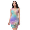 Print Holographic Bodycon Dress-grizzshop