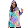 Print Holographic Hoodie Dress-grizzshop