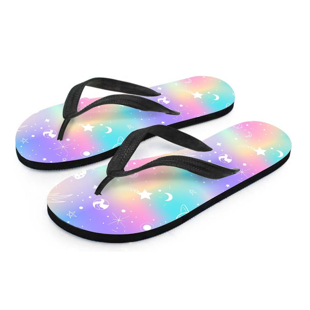 Print Holographic Men's Flip Flops-grizzshop