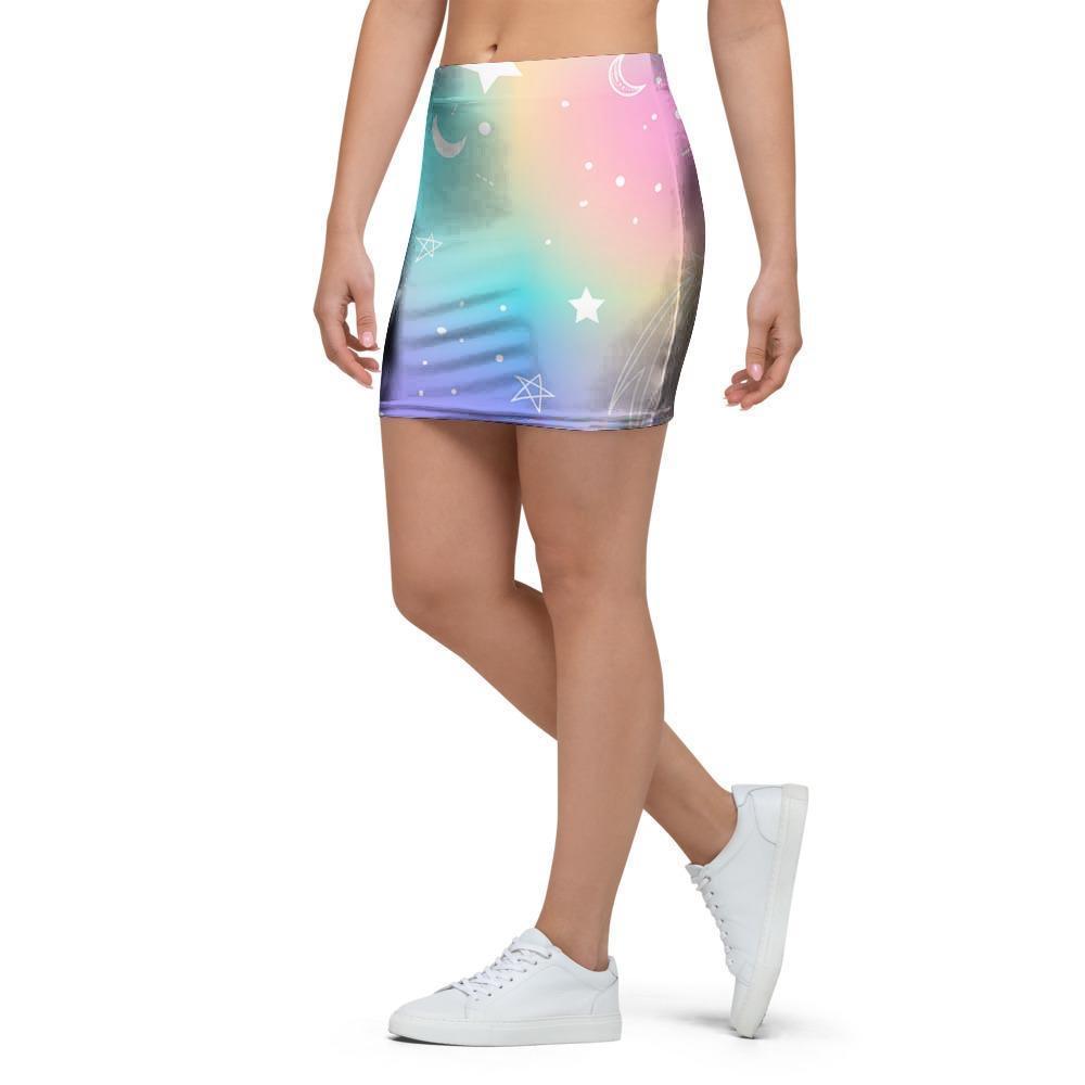 Print Holographic Mini Skirt-grizzshop
