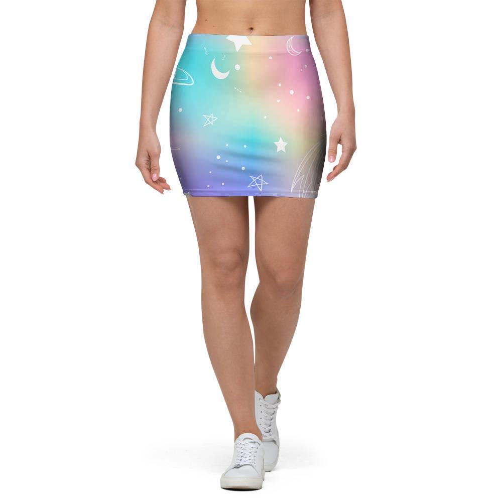 Print Holographic Mini Skirt-grizzshop
