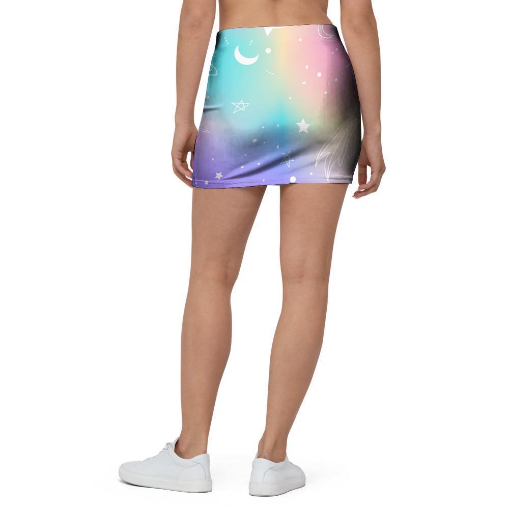 Print Holographic Mini Skirt-grizzshop