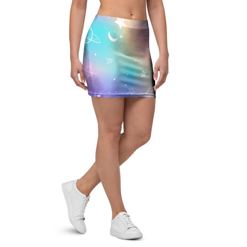 Print Holographic Mini Skirt-grizzshop
