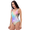 Print Holographic One Piece Swimsuite-grizzshop