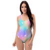 Print Holographic One Piece Swimsuite-grizzshop