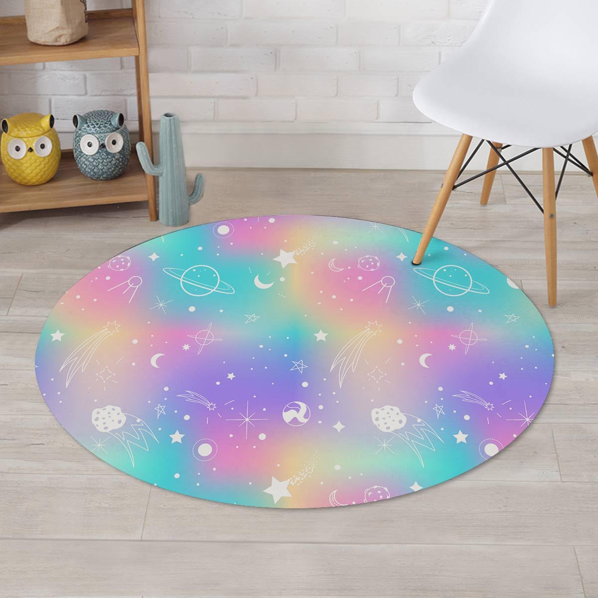 Print Holographic Round Rug-grizzshop