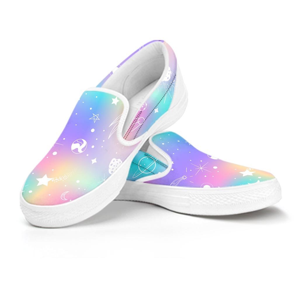 Print Holographic Women's Slip On Sneakers-grizzshop