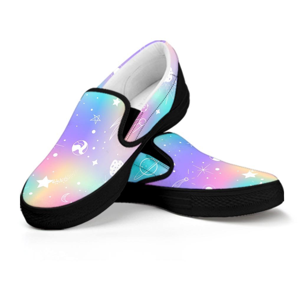 Print Holographic Women's Slip On Sneakers-grizzshop