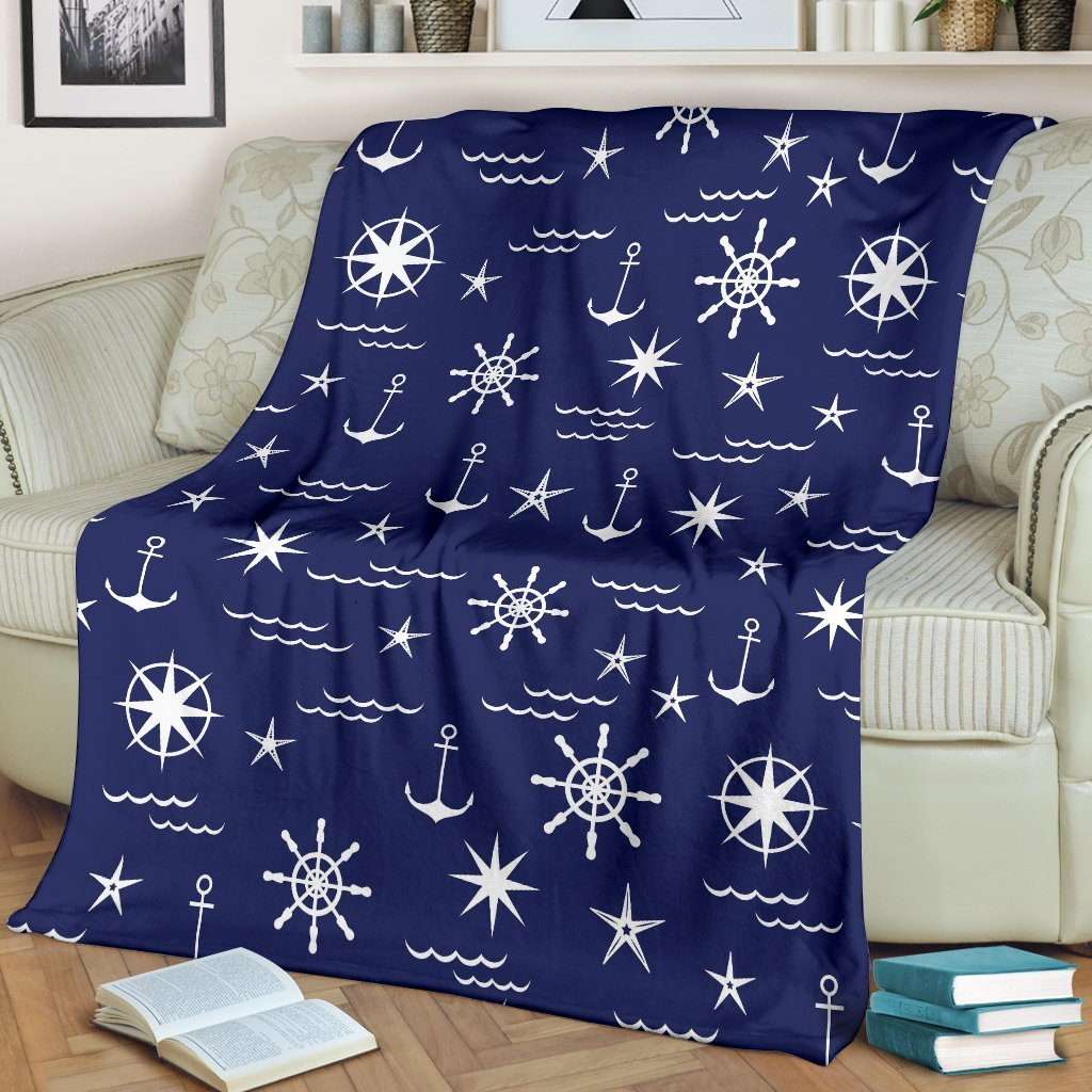 Print Pattern Anchor Nautical Blanket-grizzshop