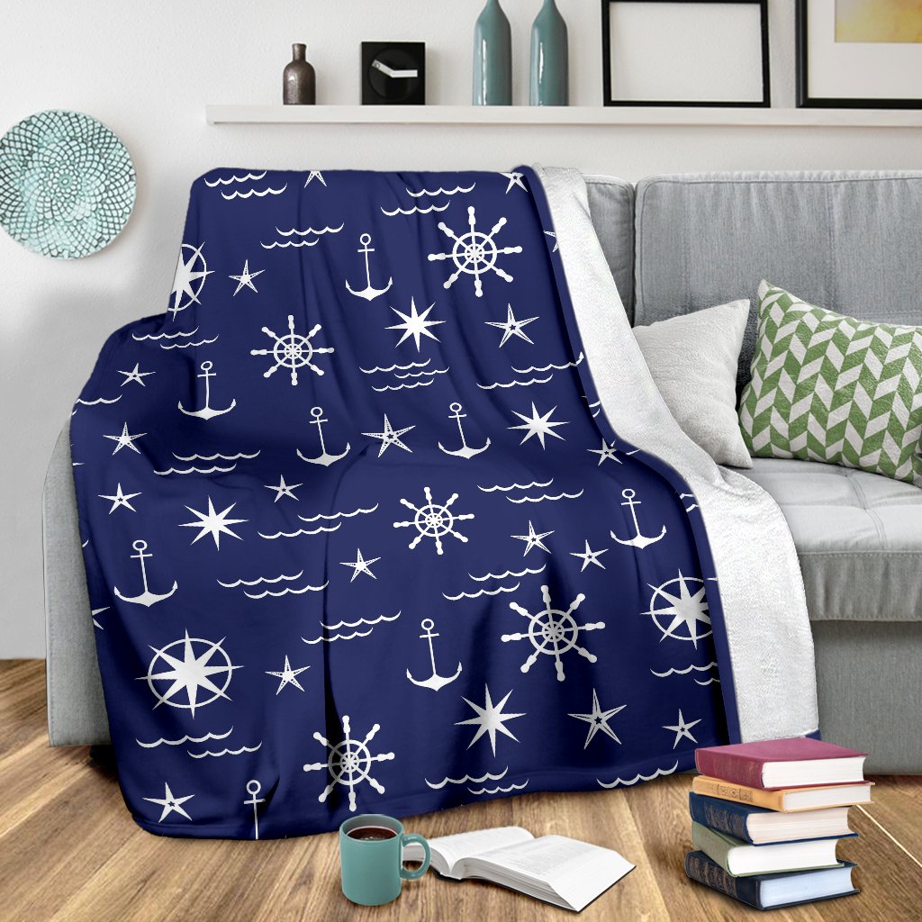 Print Pattern Anchor Nautical Blanket-grizzshop