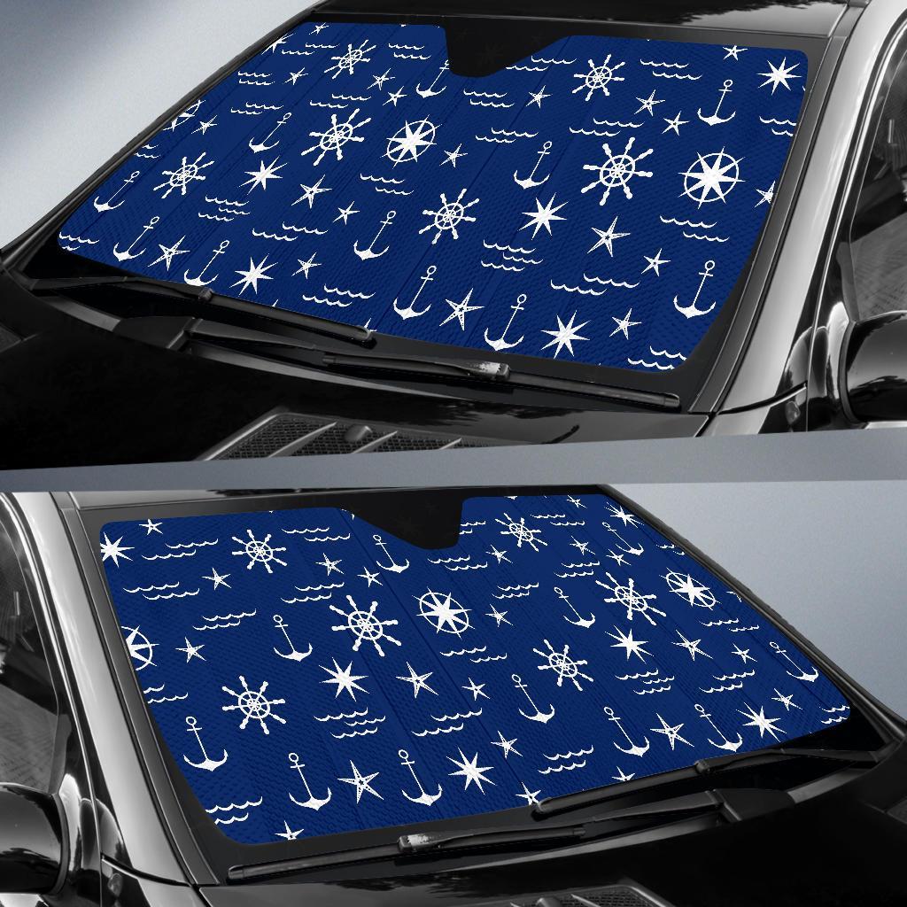 Print Pattern Anchor Nautical Car Sun Shade-grizzshop