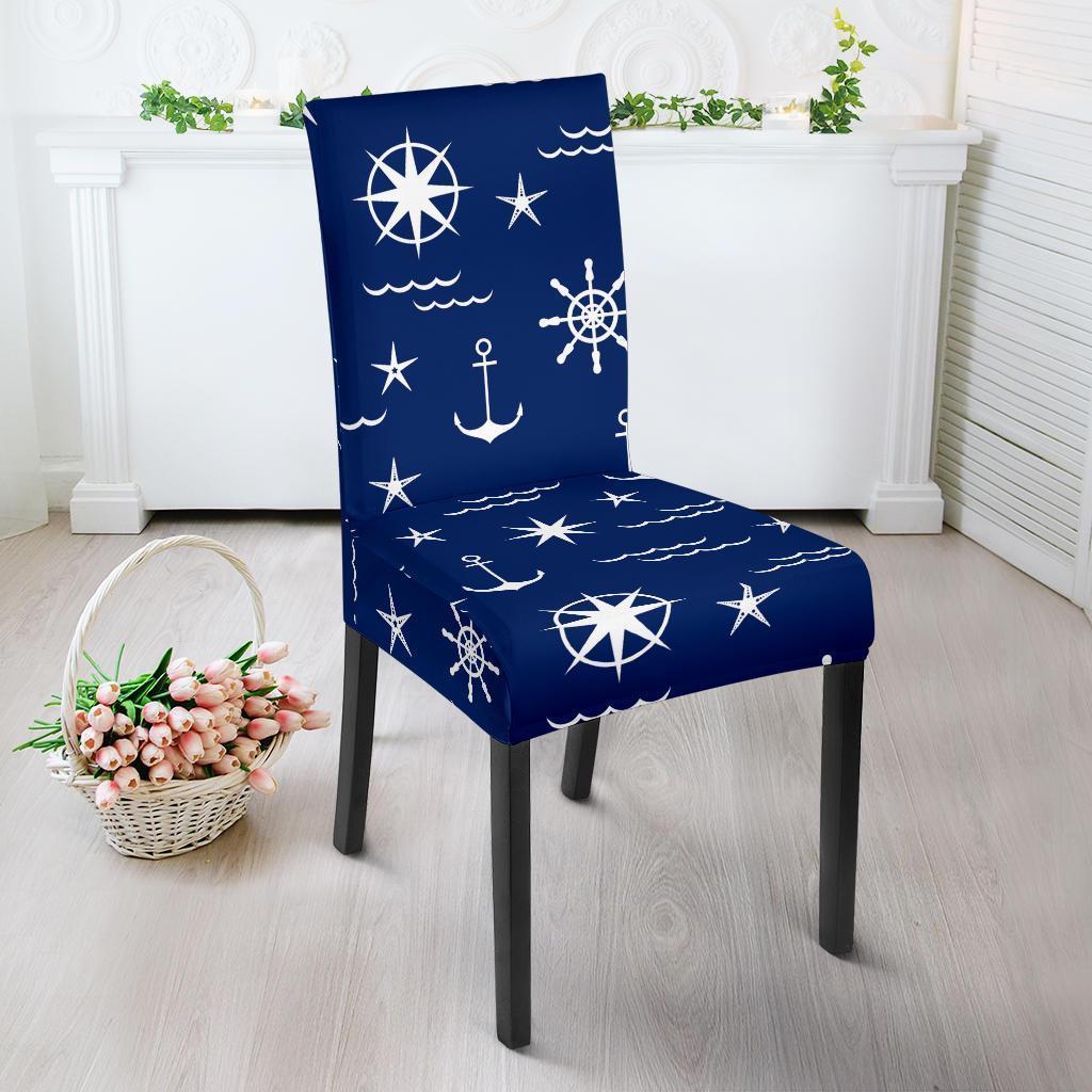 Print Pattern Anchor Nautical Chair Cover-grizzshop