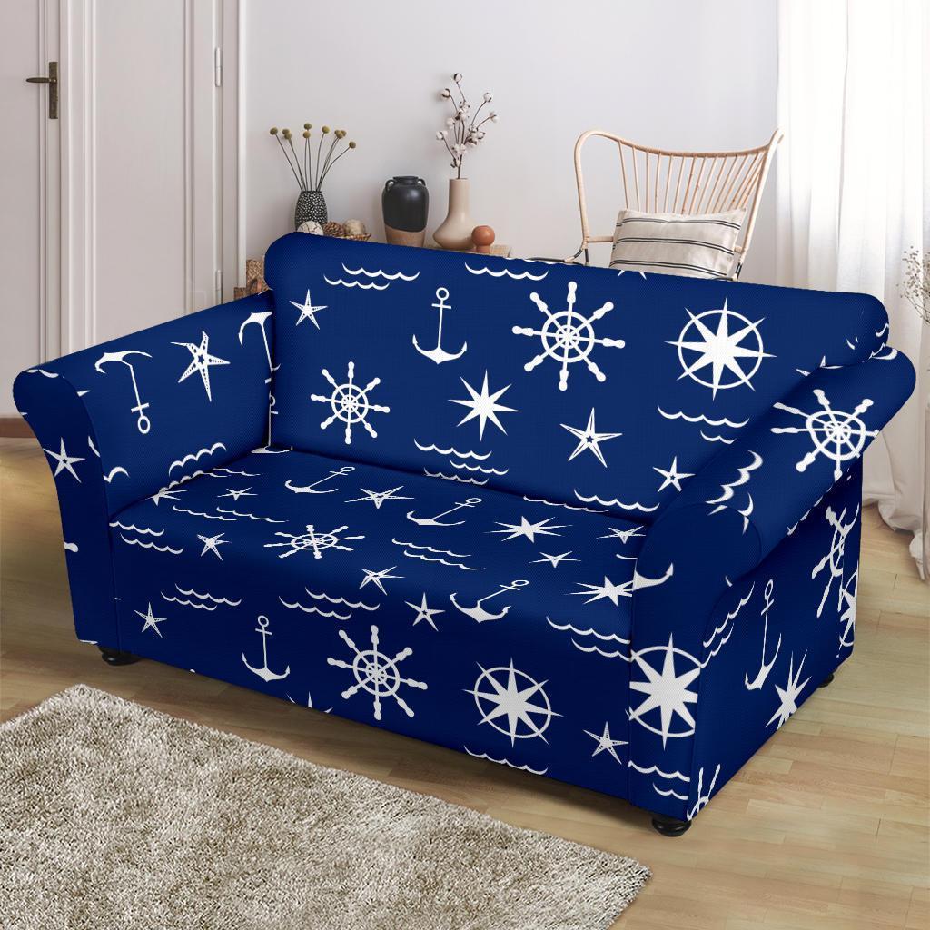 Print Pattern Anchor Nautical Loveseat Cover-grizzshop