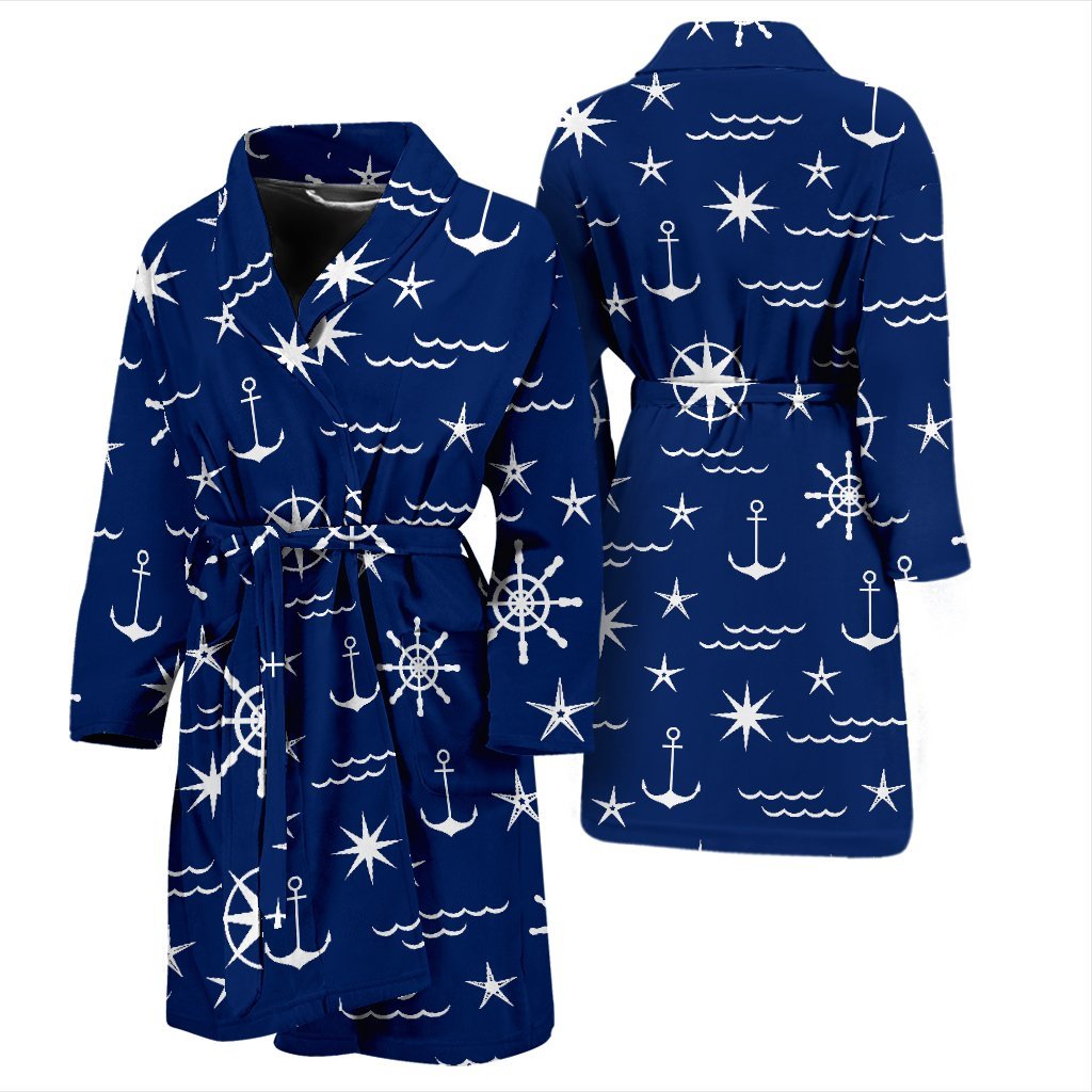 Print Pattern Anchor Nautical Men Long Robe-grizzshop