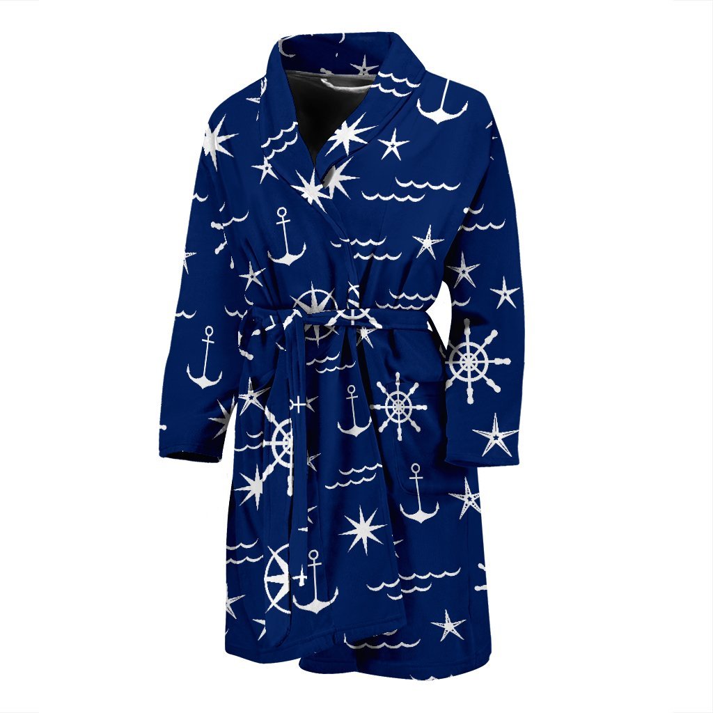 Print Pattern Anchor Nautical Men Long Robe-grizzshop