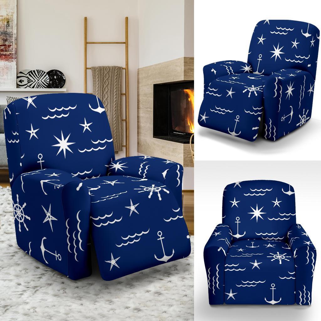 Print Pattern Anchor Nautical Recliner Cover-grizzshop