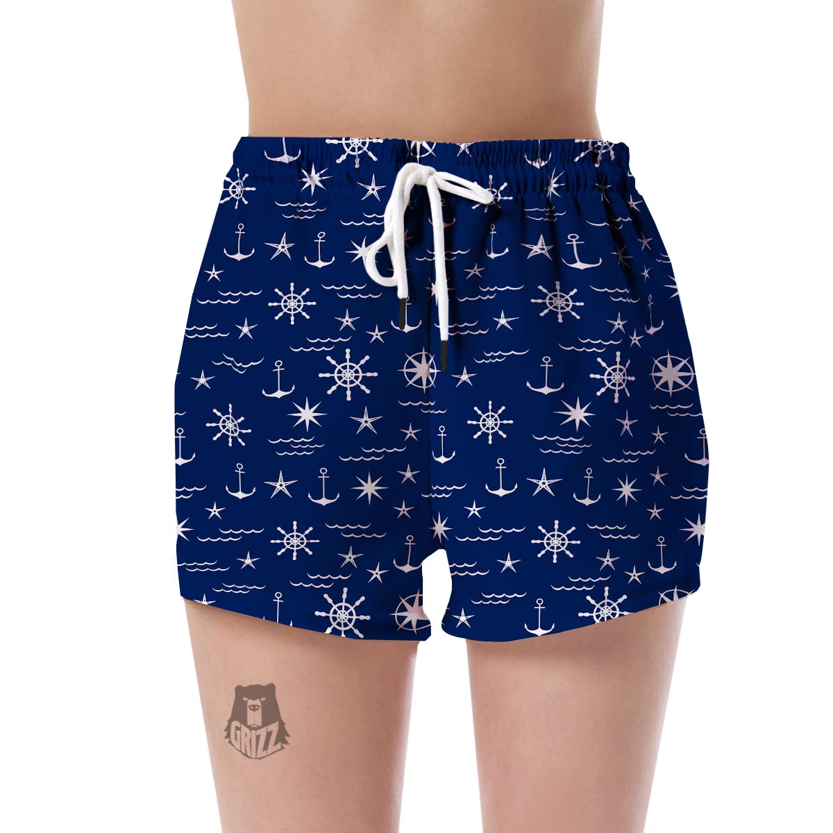 Print Pattern Anchor Nautical Women's Shorts-grizzshop