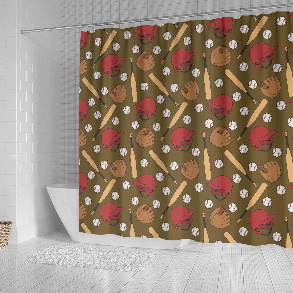 Print Pattern Baseball Bathroom Shower Curtain-grizzshop