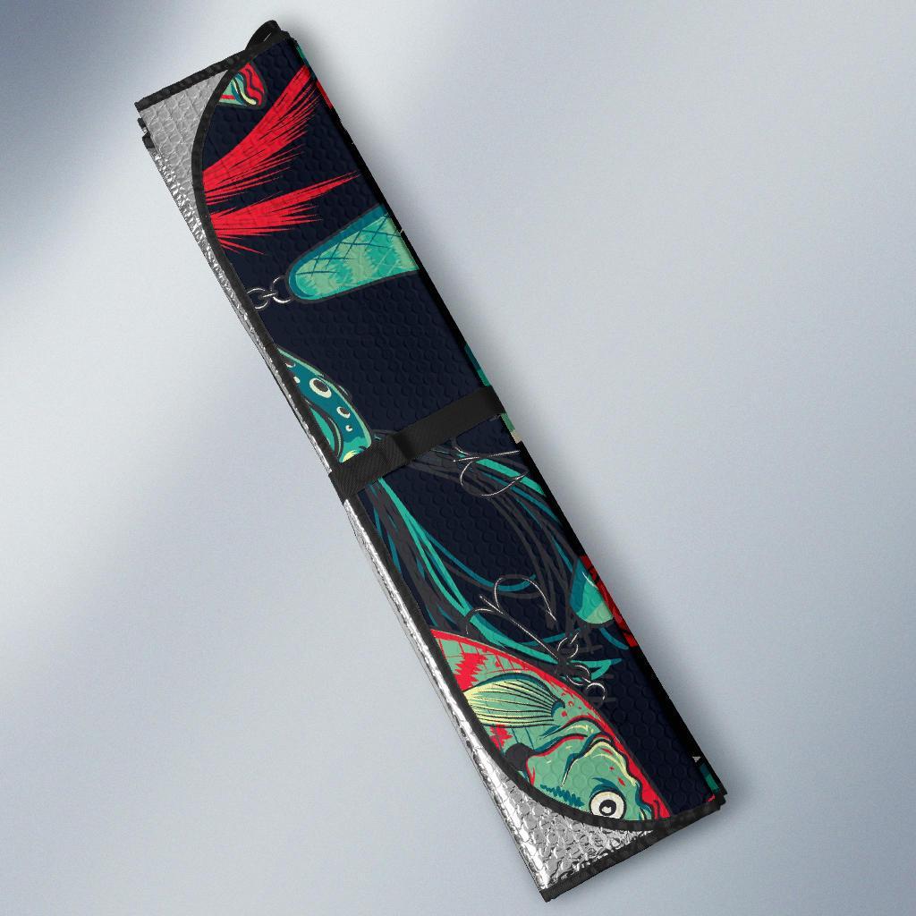 Print Pattern Bass Fishing Bait Car Sun Shade-grizzshop
