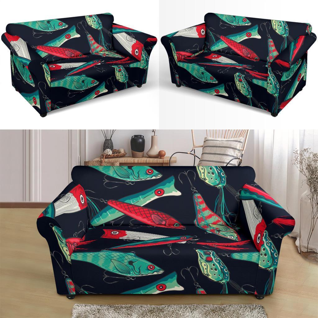 Print Pattern Bass Fishing Bait Loveseat Cover-grizzshop