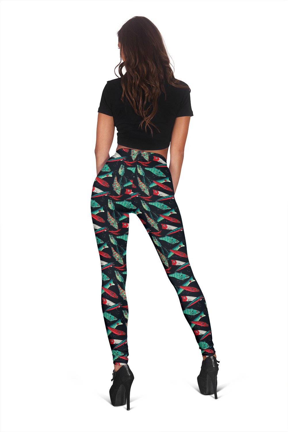 Print Pattern Bass Fishing Bait Women Leggings-grizzshop