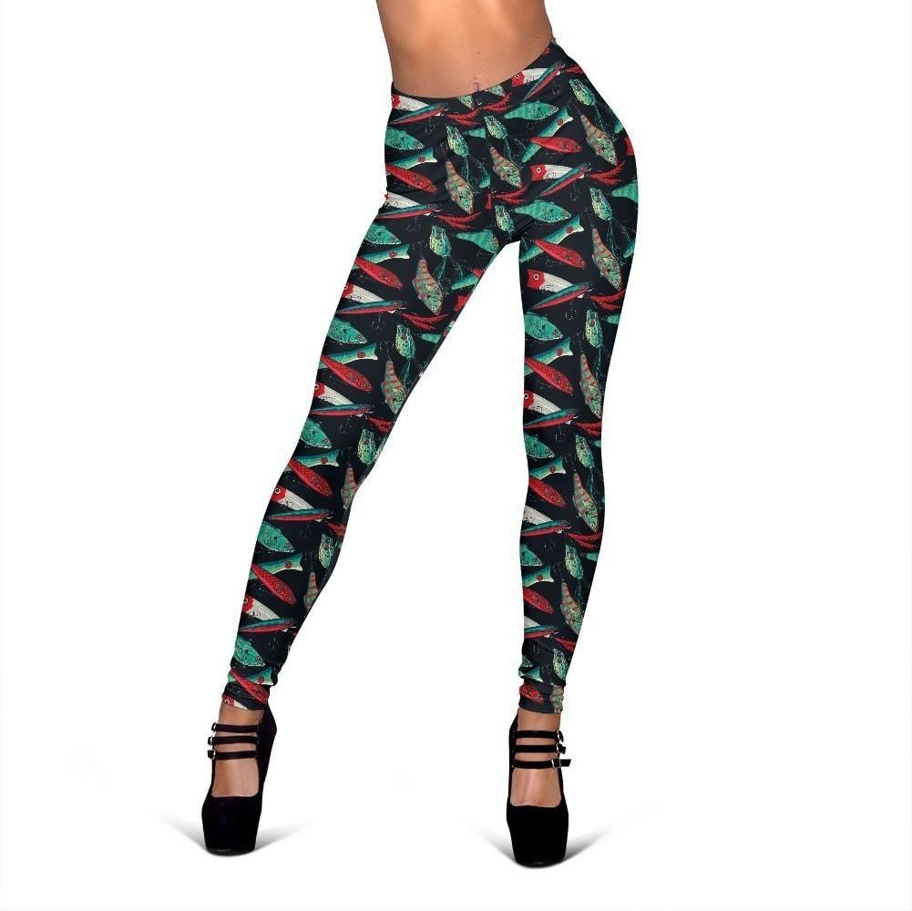 Print Pattern Bass Fishing Bait Women Leggings-grizzshop