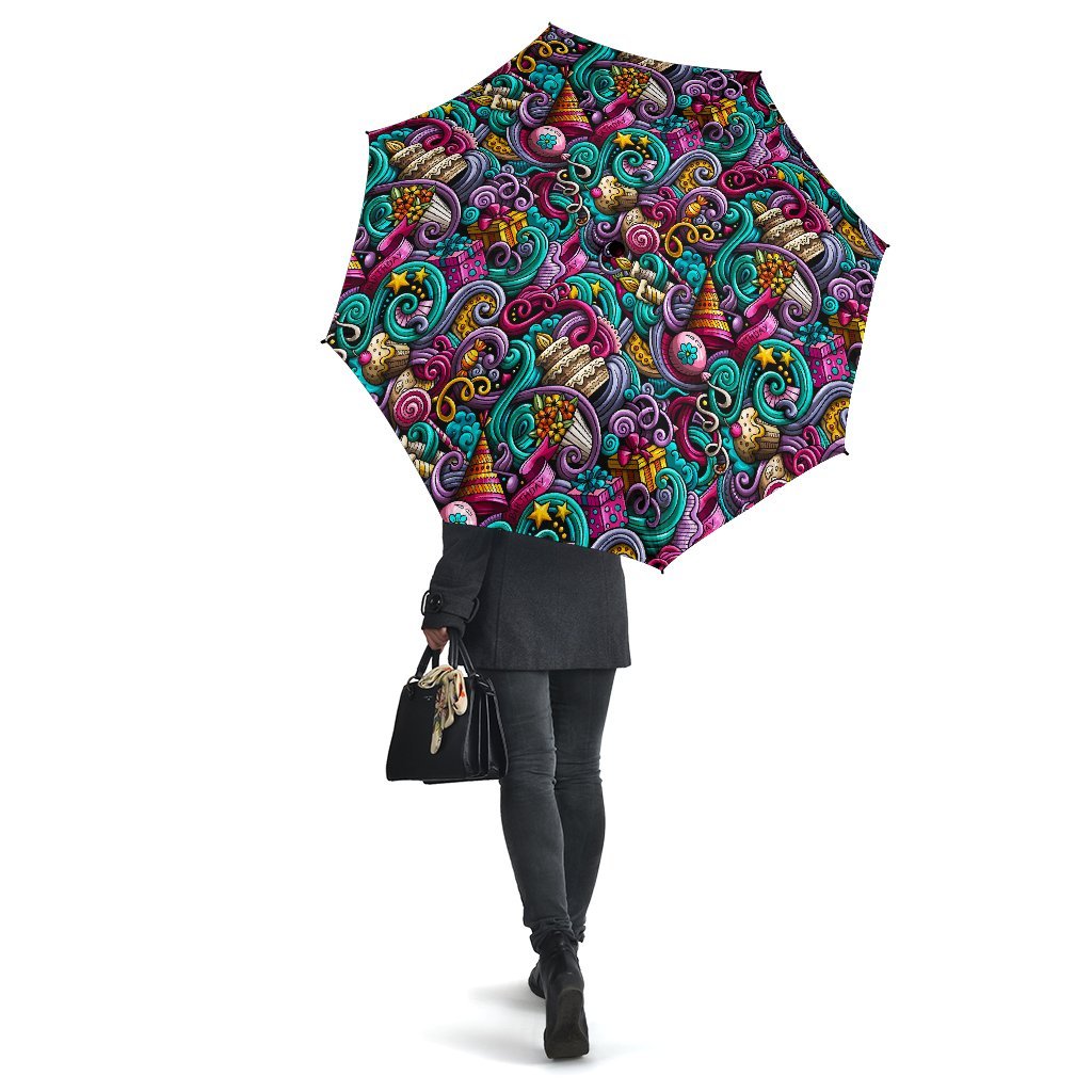 Print Pattern Birthday Automatic Foldable Umbrella-grizzshop
