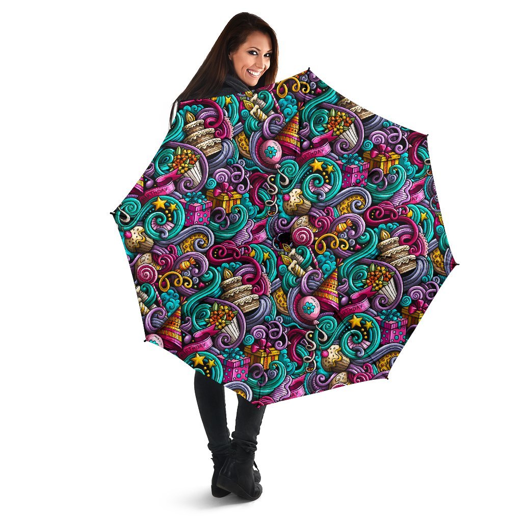 Print Pattern Birthday Automatic Foldable Umbrella-grizzshop