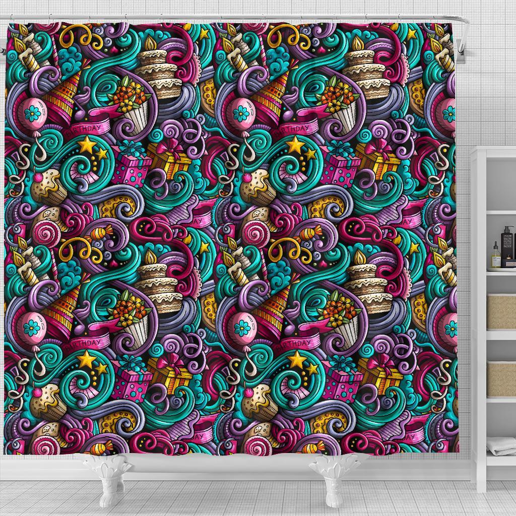 Print Pattern Birthday Bathroom Shower Curtain-grizzshop